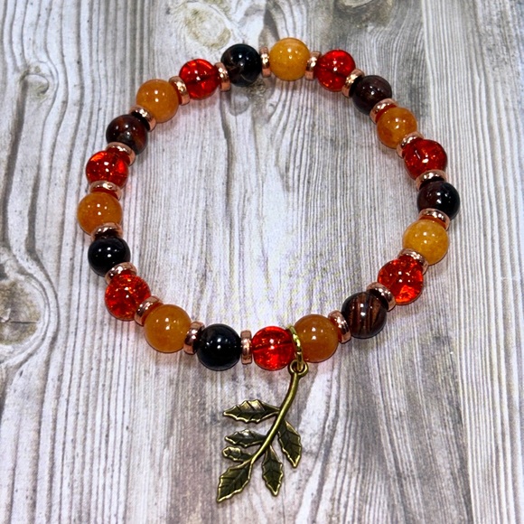 Handmade Tree Branch Charm Bracelet with Natural Tiger Eye Stones! - Picture 3 of 5